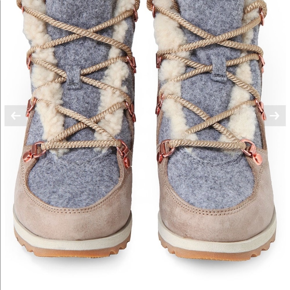 Sorel Sneakchic Alpine Shearling and Leather Laceup Boots Size 8 - Picture 5 of 16